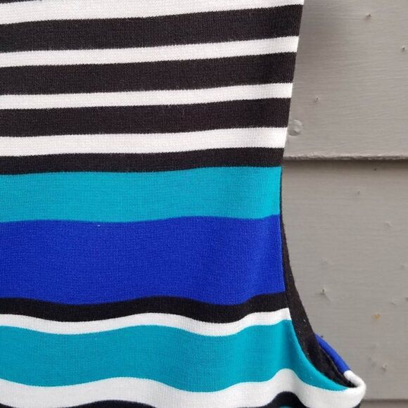 Calvin Klein Blue Black White Stripe Knit Dress size 8 - Picture 6 of 13